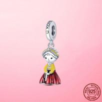 925 svarų sterlingų sidabro pakabukas Korėjietiška Hanbok princesė mergaitė žavesys Tinka Originaliam mados apyrankės DIY S925 smulkūs papuošalai Dovana