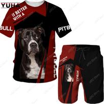 Vasaros Pitbull Rotveilerio šuo 3D Spausdinti Vyriški Juokingi marškinėliai/Šortai/Kostiumai Vyriški sportinio kostiumo rinkinys Grafinis marškinėliai trumpos kelnės 2 dalių rinkiniai S
