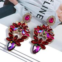 Fashion Teardrop Crystal Glass Decor Big Dangle Drop Earrings Luxury Festival Party Charm Statement Pendant Jewelry Accessories