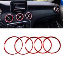 5 vnt./rinkinys Oro kondicionieriaus ventiliacijos angos žiedo apdailos dekoras Mercedes Benz A B GLA CLA klasėms W176 W246 C117 X156 AMG 2013-2018 A class raudona