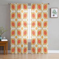 Dekoratyviniai retro modernūs tiulio užuolaidos svetainei, miegamajam, permatoma užuolaida balkonui, holui, madingi spausdinti namų draperijos 135W x 114H(cm)