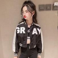 Pavasario rudens paauglių mergaičių striukė Madingi paltai su užtrauktuku vaikams, viršutiniai drabužiai nuo vėjo 170 juoda