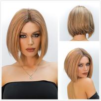 HAIRCUBE 100% Remy žmogaus plaukų perukas su šviesiomis sruogomis, šviesūs žmogaus plaukų perukai baltoms moterims, 13x1 nėrinių priekinis perukas, natūraliai rudi tiesūs bobiukai