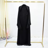 Moteriška tradicinė arabiška šikšnosparnių rankovėmis „Abaya“ musulmoniška laisva maksi ilgio suknelė, moteriška „Jilbab“ One Size juoda