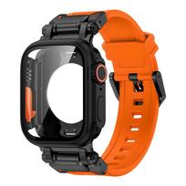 Dėklas+Minkštas dirželis Apple Watch Ultra 2 Juosta 49mm 45mm 44mm Metalinis Nerūdijančio Plieno Jungtis TPU Apyrankė Iwatch 9 8 7 6 SE 5 4 45MM oranžinė