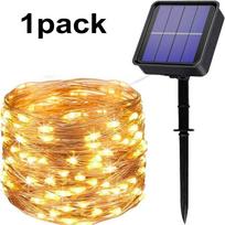 Saulės lemputės 300 LED saulės šviesos styginių lempos, atsparios vandeniui, 8 režimų varinės vielos mirksinčios lemputės 12M-100LED-Warm