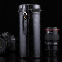 Itin didelis objektyvo dėklas su užtrauktuku PU odinis maišelis skirtas DSLR fotoaparato objektyvui, dydis: 24,5*10,5*10,5cm kava
