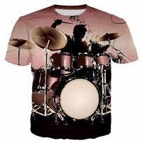 vasaros elektroninis būgnas, muzikinis 3D spaudinys Muzikos instrumentas, vyriškas marškinėliai, instrumentas, roko muzikos stilius, hiphopo palaidinės laisvalaikio trumpomis rankovėmis S