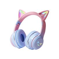 Gradiento belaidės ausinės RGB mielos katės ausinės Bluetooth ausinės su mikrofonu Stereo Muzika Žaidimas Ausinės Mergaitėms Vaikams Dovanos mėlyna