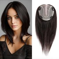 HAIRCUBE Šviesiai blondinė 14 colių Natūralių plaukų viršugalviai su tamsiomis šaknimis moterims 4 segtukų dalys su plonėjančiais plaukais ant mono nėrinių pagrindo viršugalviai
