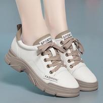 Pavasaris Nauji moteriški batai minkštu padu Universalūs viengubi batai su platforma Suvarstomi balti batai Moteriški sportiniai ir laisvalaikio batai 39 smėlis