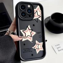 Mielas rožinis žvaigždėtas silikoninis telefono dėklas iPhone 15 14 Pro Max 13 12 11 Pro Max X XS XR 7 8 15 14 Plus SE 2024 smūgiams atsparus dangtelis For iphone13Pro juoda