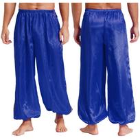 Halloween Arabian Prince Role-playing Fairytales Cosplay Belly Dance Costume Gold Trim Bloomer Loose Bottoms Masquerade Ball S karališkos mėlynos spalvos