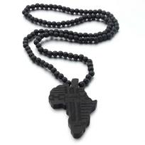 Atvykimas Afrika Žemėlapio Karoliai Vyrams ir Moterims Medinis Pakabukas Karoliukų Vėrinys Hiphopo Papuošalai