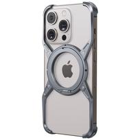 Magnetinio metalo aliuminio lydinio berėmio telefono dėklas, skirtas iPhone 14 13 15 16 Pro Max 360° stovas be apvado buferio smūgiams atsparus metalinis dangtelis iPhone 13 pilka