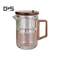 550/750 ml arbatinukas su infuzoriumi medinėmis rankenomis arbatinukas Borosilikatinio stiklo arbatinukas Vandens atskyrimo technologija be lašų snapelis Easy Care arbatinukas 550ML gryna