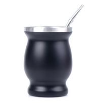 Yerba Mate Cup 304 nerūdijančio plieno 8Oz Argentinos Yerba Mate moliūgas su bombomis juoda