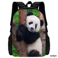 3D kinų panda mokyklinė kuprinė vaikui, animacinių filmukų mokyklinės krepšiai berniukams ir mergaitėms, gyvūnų raštų vaikiška kuprinė mokyklai 15 inches