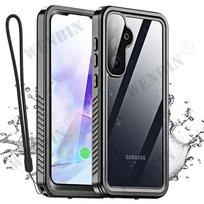 IP68 Vandeniui atsparus dėklas Samsung S24 S23 S22 S21 Ultra S24 FE A55 A35 A15 A25 A54 telefonui, metalinis aliuminio, plaukimo, prabangus viršelis Samsung S24 Ultra juoda