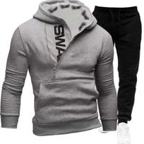 Nauja siunta Naujas megztinis Šoninis užtrauktukas Kontrastingas su gobtuvu Vyriškas vilnos Hoodie rinkinys L pilka