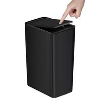 Vonios šiukšliadėžė - 10 l maža šiukšlių dėžė su užspaudžiamu viršutiniu dangčiu tualetui, miegamajam, svetainei - plastikinė šiukšlių dėžė su iššokančiu dangčiu 1pc juoda
