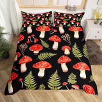 Mielas patalynės komplektas su grybais King Queen Botanical Patalynės užvalkalas Laukinio grybelio užvalkalas Spalvingi augalai Lapai Antklodės užvalkalas EU Single(135x200cm)