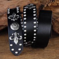 Aukštos kokybės metalo kniedės kaubojų diržas, aukščiausios kokybės natūralios odos Cowskin vyriškas diržas Punk Rivet Džinsų diržai vyrams 100cm juoda