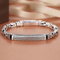 Vintažinė S925 prabos sidabro vyriška apyrankė su taikos raštu - Ryškus, unikali dovana, aksesuaras 22cm Peace Pattern Men's Bracelet