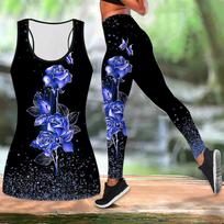 Crystal Flowers Print Jogos apranga moterims Madinga Treniruotės Antblauzdžiai Fitnesas Sportas Kasdieninės jogos kelnės XS mėlyna