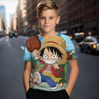 Vasaros vaikiški marškinėliai 3D spauda One Piece Šaunūs madingi mada Berniukams ir mergaitėms Unisex Marškinėliai trumpomis rankovėmis 120