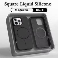 2025 Skysto silikono magnetinis dėklas iPhone 16 15 14 11 12 13 Pro Max Plus belaidžiam įkrovimui minkštas dangtelis iPhone 16 Pro Max juoda