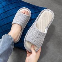 Unisex medvilniniai-lininiai kambariniai šlepetės: Minkštas, Tylus, Neslystantis 36/37 (fits 35-36) mėlyna