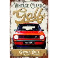 Individualizuotas vintage Golf GTI MK1 metalinis skardinis ženklas Sienos durų dekoras Klasikinio automobilio aksesuaras Vdub Garažas Vyriškas kampelis Šūpė Retro plokštelė 20x30cm balta