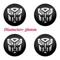 4 vnt. 56+60 mm Autobotų logotipas Transformers ženkliukas emblema lipdukai Automobilio ratlankių centriniai dangteliai Ratlankio dangtelis Automobilio dekoravimo aksesuarai 56mm Sticker juoda