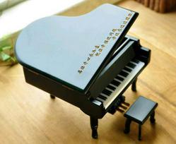 Auksinio pedalo medinis pianinas muzikos dėžutė - Kalėdinė dovana Memory juoda