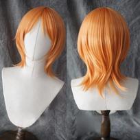 Profesionalūs suaugusiųjų Nami Cosplay perukai 75cm ilgio banguoti oranžiniai karščiui atsparūs sintetiniai plaukai Anime EVA moterims merginoms perukai + peruko kepuraitė One Size