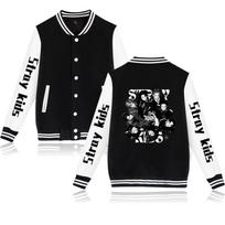 NAUJI Atvykimai Unisex Mada Stray Kids Laiškais Spausdintas Beisbolo Džemperis Moterims Vyrams Lauko Sportinės Striukės XS juoda
