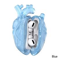 Šaunus širdelės ausinių dėklas Airpodspro1/2 Airpods 4 3 dėklas 3D skysto silikagelio ausinių dangtelio dekoravimas nuo kritimo Airpods pro mėlyna