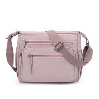 Women's Multi-layer Shoulder Bag Nylon Water-repellent Large Capacity Crossbody Bag Mother Bag rožinė