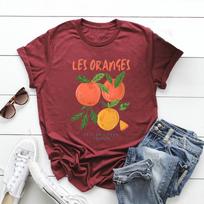 Apelsino vaisiaus marškinėliai Citrusinių vaisių mėgėjo Estetika Prancūzijos marškinėliai Unisex Grafinis marškinėlis Trumpomis rankovėmis Streetwear Viršutiniai drabužiai Moteriški drabužiai S bordinė