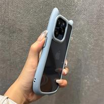 Animacinis 3D mielas katės ausų silikoninis smūgiams atsparus telefono dėklas, skirtas iPhone 11 12 13 14 15 16 Pro Max X XR XS, permatomas akrilo dangtelis For iPhone 16 pro