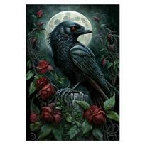 DIY 5D Diamond Painting Full Drill Bird Black Crow Skull Rose Diamond Mosaic Hand Inlaid Rhinestones Embroidery Home Decor Gifts Full Round 20x30CM