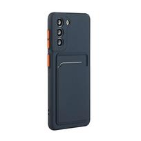 Kortelės lizdo maišelio laikiklio telefono dėklas, skirtas Samsung Galaxy S24 S23 S22 S21 S20 Plus FE Note 20 Ultra buferio piniginės minkštas smūgiams atsparus dangtelis S22 tamsiai mėlyna spalva