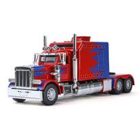 1/24 mastelio „Peterbilt 389“ sunkvežimio traktoriaus žaislinis modelis, lydinio liejimo garsas ir šviesa, traukiamas modelis, berniukiškas žaislas vaikams, dovanų kolekcija raudona