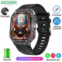Naujas išmanusis laikrodis GPS Sportinis Vyriškas Kompasas LED Žibintuvėlis Altimetras Barometras Bluetooth Skambutis 3ATM Vandeniui atsparus AMOLED Ekranas Išmanusis laikrodis 450mAh
