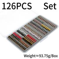 126/133/147 VNT Scud Nymph Midge Lervės Itin plona Nešiojama meškeriojimo dėžutė Rinkinys Upėtakis Kiršlys Panfish Masalas Karpis Dirbtinis žuvies masalas