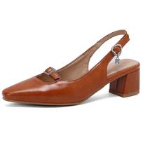 Slingback Vidutinio Kulno Siurbliai Batai Moteris 2024 Elegantiški Uždari Pirštai Juodi Mėlyni Raudoni Nude Kulniukai Biuro Vestuvių Batai Moteriškos Basutės 34 tamsiai ruda spalva