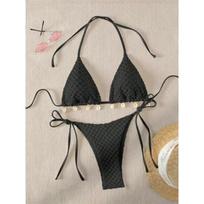 Seksualus Bikini Rinkinys Kriauklių Dizainerio Maudymosi Kostiumas 2025 Baltas Juodas Push-Up Mikro Bikini Vasaros Maudymosi Kostiumas Kaklas Šone Trikampis Maudymosi Kostiumas S