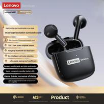 Originalios belaidės ausinės Lenovo LE201 Bluetooth 6.0 ausinukai ENC skambučio triukšmo slopinimas itin ilgas vėlavimas erdvinio garso ausinės juoda
