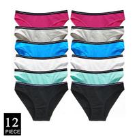 Woman Underwear Women's Cotton Sexy Panties Briefs Low Rise Cute Girls Ladies Knickers Lingerie for Women 12 Pcs/set M